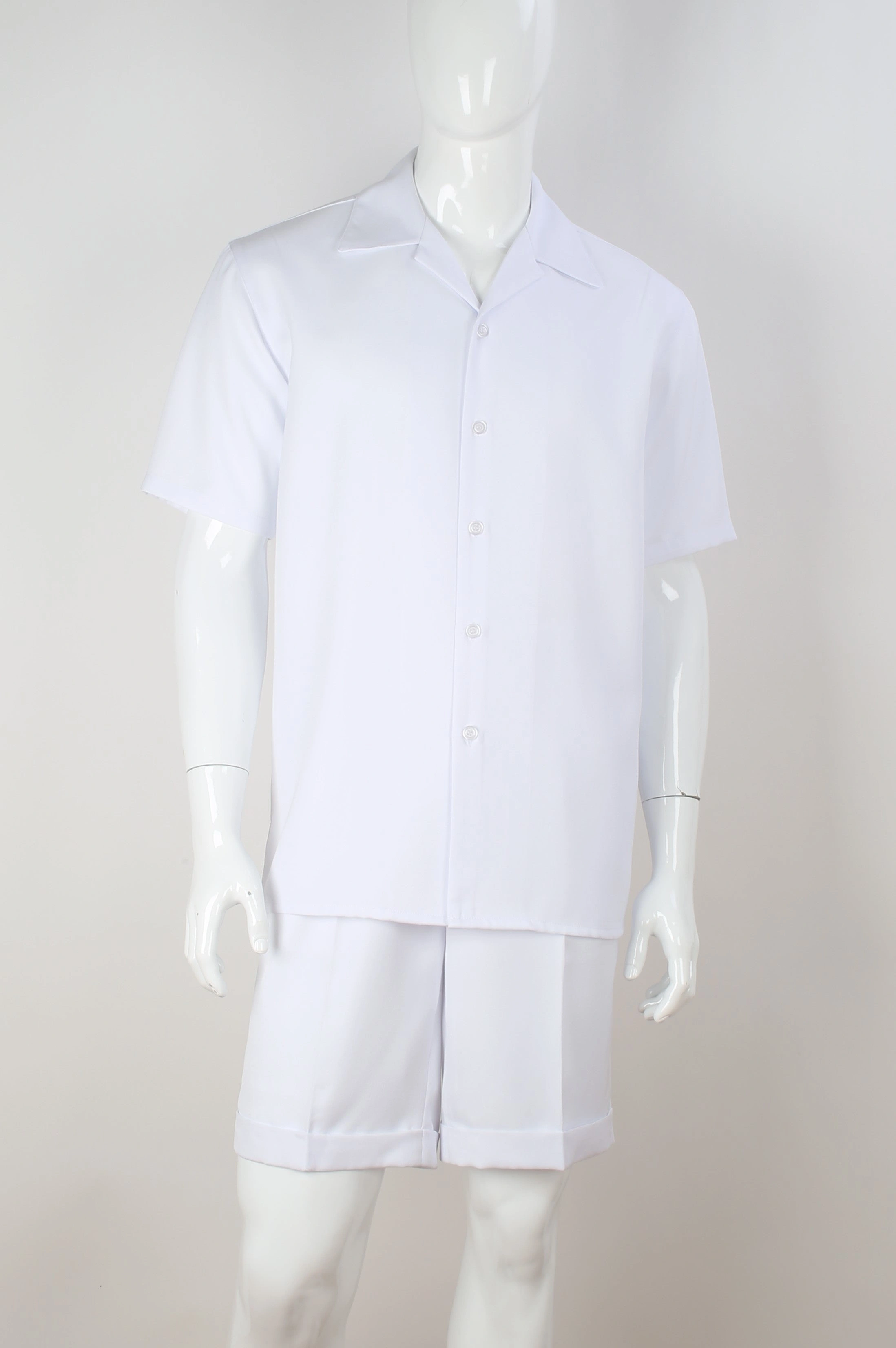 Herren 2-teiliger Set: Weisse Shorts & Royal-Bluse – Stilvoll & Komfortabel!
